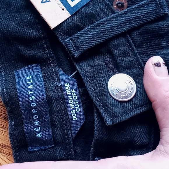 Aeropostale aero distressed retro vintage highwaisted black jean shorts NEW NWT - Picture 5 of 7